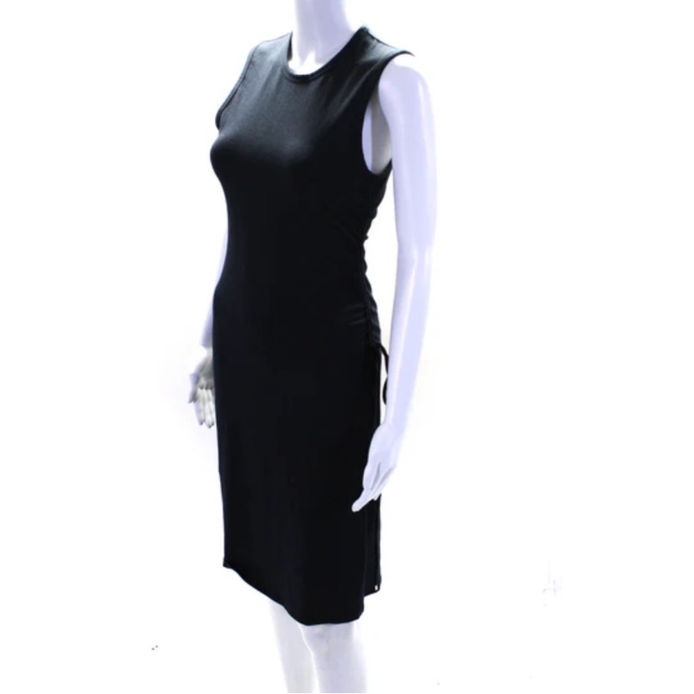 Theory Womens Drawstring Ruched Jersey Sheath Dress Navy Blue Size Small